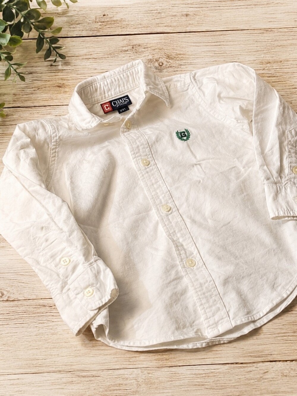 Size 3T toddler Chaps white long sleeve button-down shirt